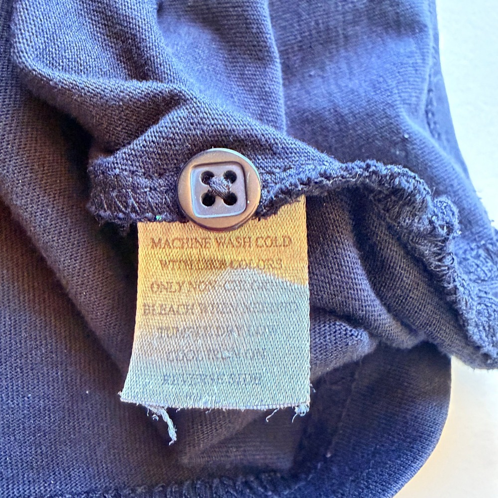 Bruno New York‎ Mens Short Sleeve Button Up Medium Navy Blue Stretch Preppy - Picture 6 of 6